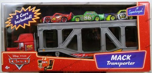 Disney Pixar Cars Mack Transporter with 3 Cars Set: Lightning McQueen, Chick Hicks and Leakless