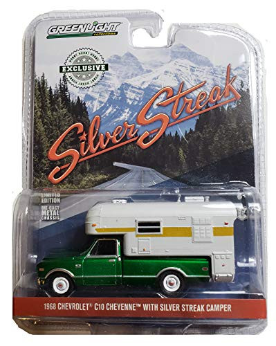 Green Machine 29922 1968 Chevy C10 Cheyenne with Silver Streak Camper (Hobby Exclusive) 1:64 Scale Greenlight Chase