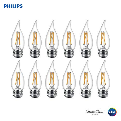 Philips 536698 LED Dimmable BA11 Clear X-Filament Glass Light Bulb with Warm Glow Effect: 500-Lumens, 2700-Kelvin, 5.5 (60-Watt Equivalent), Soft White E26 Medium Screw Base, 12 Pack, 12 Piece