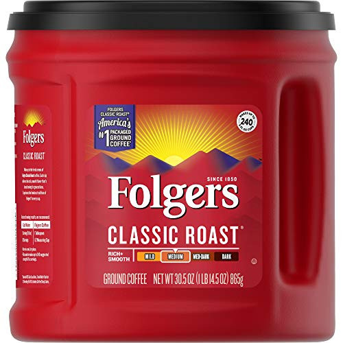 Folgers Classic Roast Ground Coffee, Medium Roast, 30.5 Ounce,Pack of 6