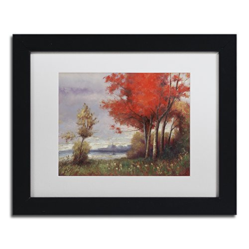 Landscape with Red Trees by Daniel Moises, White Matte, Black Frame 11x14-Inch