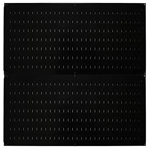 Wall Control Pegboard Rack Horizontal Metal Pegboard Garage Tool Storage Pack - Two 32-Inch Wide x 16-Inch Tall Easy to Install Peg Boards (Black)