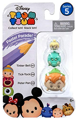 Disney Tsum Tsum Series 5 Pastel Parade! 3-Pack Figures: Peter Pan/Tick-Tock/Tinker Bell Limited Edition Figures