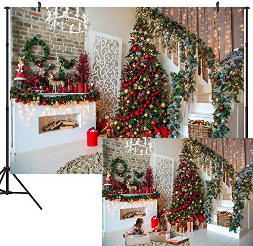 DULUDA 10X8FT Photography Backdrops Christmas Tree Stairs Wooden Floor Fireplace Portrait Vinyl Photographic Backgrounds Photo Studio XM48E DULUDA 10X8FT Photography Backdrops Christmas Tree Stairs Wooden Floor Fireplace Portrait Vinyl Photographic Backgrounds Photo Studio XM48E