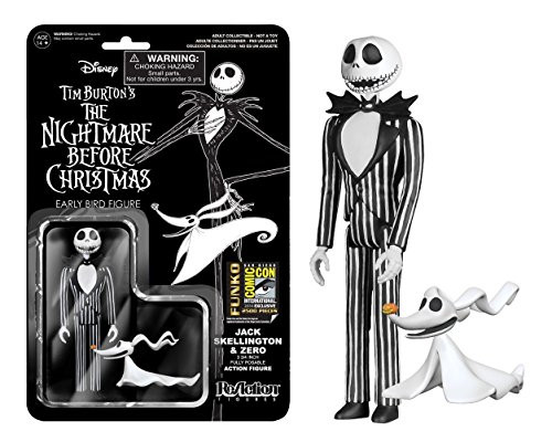 Reaction Figures SDCC 2014 Exclusive Jack Skellington with Zero from Nightmare Before Christmas 3.75 Inches