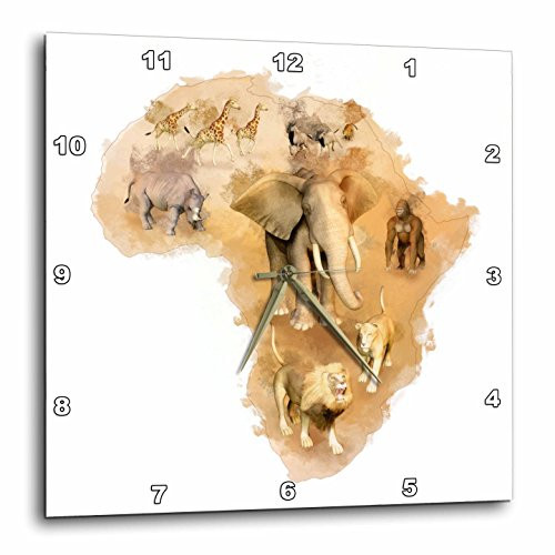 3dRose dpp_38675_2 Africa Montage with Animals-Wall Clock, 13 by 13-Inch