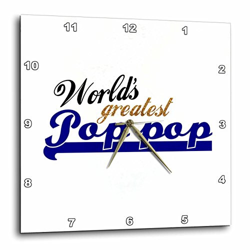 3dRose DPP_151316_2 Worlds Greatest Pop-Pop Grandfather Nickname Best Granddad Grandpa Appreciation Gifts Wall Clock, 13 by 13-Inch