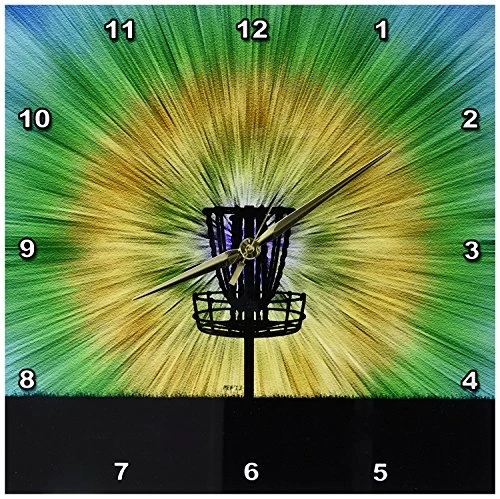 3dRose DPP_173456_2 Tie Dye Disc Golf Basket Colorful Disc Golf Tie Dye Basket Design Wall Clock, 13 by 13-Inch