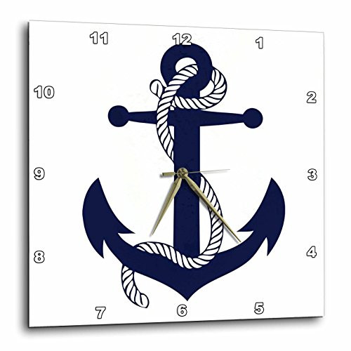 3dRose dpp_193348_2 Anchor. Navy-Wall Clock, 13 by 13-Inch