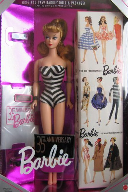 Barbie 35th Anniversary Special Edition Reproduction of Original 1959 Barbie Doll & Package (1993) - Blonde Hair Barbie 35th Anniversary Special Edition Reproduction of Original 1959 Barbie Doll & Package (1993) - Blonde Hair