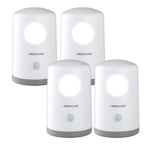 Mr. Beams MB750 Wireless Battery-Operated, Portable, Motion-Sensing 20 Lumen LED Nightlight, White, 4-Pack