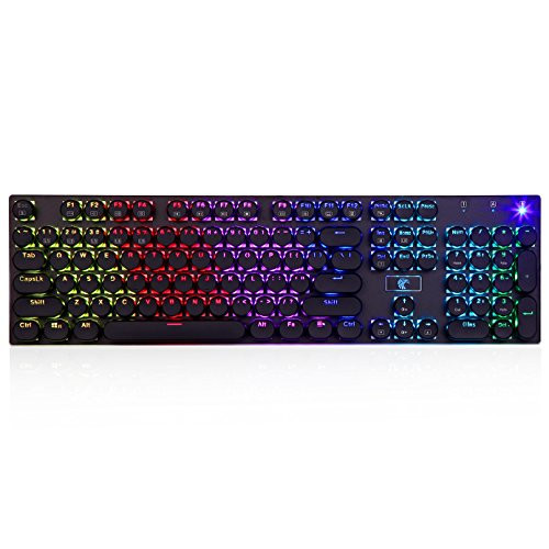 E-Element Z-88 Retro Mechanical Gaming Keyboard, Programmable RGB Backlit, Blue Switch -Tactile & Clicky, Typewriter Style, Water Resistant 104 Keys Anti-Ghosting for Mac PC, Black