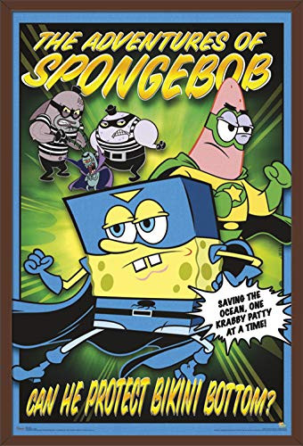 Trends International Nickelodeon Spongebob - Funny Wall Poster, 22.375" x 34", Mahogany Framed Version
