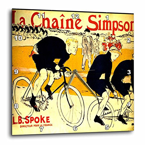 3dRose DPP_62257_1 French Ad The Chain for Bikes by Lautrec-Wall Clock, 10 by 10-Inch