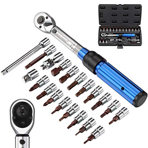 BULLTOOLS 1/4-inch Drive Click Torque Wrench Set Dual-Direction Adjustable 72-tooth Torque Wrench with Buckle (20-200in.lb / 2-22Nm) BULLTOOLS 1/4-inch Drive Click Torque Wrench Set Dual-Direction Adjustable 72-tooth Torque Wrench with Buckle (20-200in.lb / 2-22Nm)