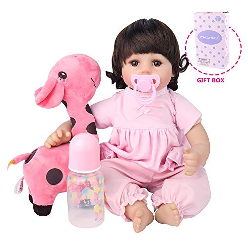 CHAREX Realistic Reborn Baby Dolls Girl, 18Inch Silicone Baby Dolls with Giraffe, Lifelike Reborn Baby Dolls for Ages 3+