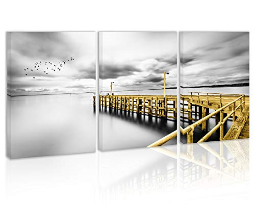 Black and White Yellow Landscape Lake Wall Art Decor Canvas Painting Kitchen Prints Pictures for Home Living Dining Room