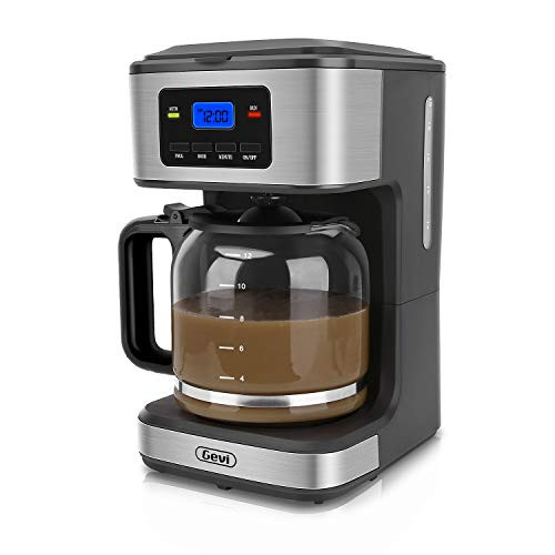 Coffee Maker, 12 Cups Programmable Drip Coffee Maker with Coffee Pot, Anti-Drip Design, 1.8 Liter Glass Carafe