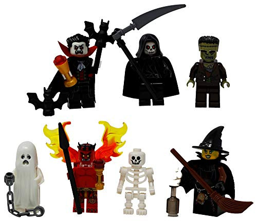 LEGO Halloween Vampire, Witch, Ghost, Skeleton, Devil, Grim Reaper, Frankenstein Set - Custom Monster Minifigures