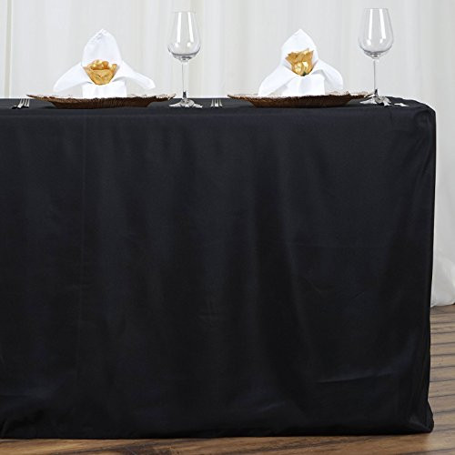 LinenTablecloth 6 ft. Fitted Polyester Tablecloth (4, Black)