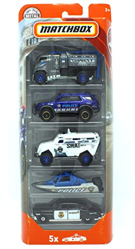 Matchbox 2018 MBX Rescue Police Swat Sheriff 5 Vehicle Pack - Includes Boat