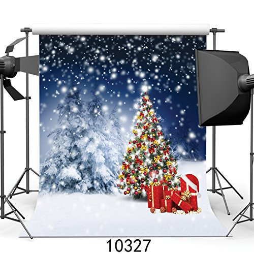 SJOLOON 10x10ft Christmas Tree Backdrop Snowflake Photography Studio Backdrop Photo Background Winter Snow Backdrops 10327