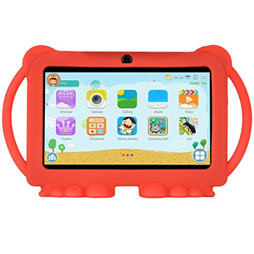Xgody T702 7 Inch HD Kids Tablet PC Quad Core Android 8.1 1GB RAM 16GB ROM Touch Screen with WiFi Pre-Loaded 3D Game Dual Camera Red
