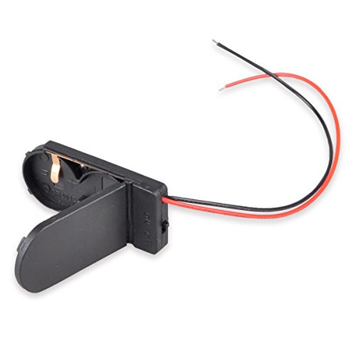 CR2032 Battery Pack with Leads, CR2032 Battery Coin Button Cell Case Holder, FolioGadgets CR 2032 Battery Storage Box with ON/OFF Switch 4inch Bare Wire Leads [4-Pack]