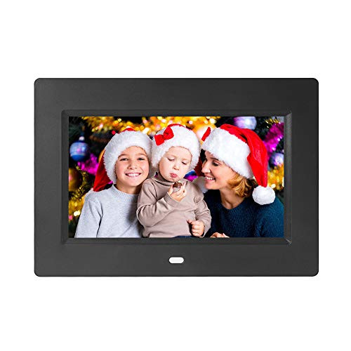 7 Inch Digital Photo Frame Digital Picture Frame HD IPS Display Full View Angle Electronic Photo Frame Video Music Playback with USB SD Card Slots Calendar/Time/Alarm Remote Control