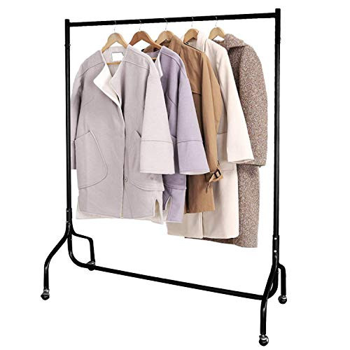 EZVOV Clothes Rack on Wheels, Heavy Duty Clothing Rack Commercial Grade Metal Garment Rolling Rack for Hanging Clothes