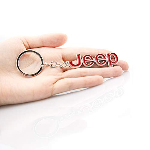 KKY Best 1pc Letter Logo Keychain Car Emblem Key Ring for Challenger Charger Jeep Key Chain (Silver-Red)