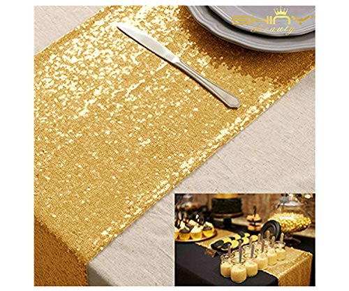 Wholesale Shinny Gold Sequin Table Runner 12''108'' Gold Sequin Table Runner for Sale