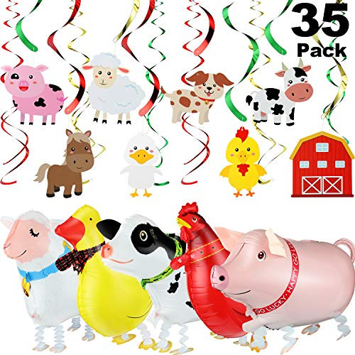 35 Pieces Farm Animals Hanging Swirls Farm Party Supplies Walking Farm Animal Balloon for Farm Theme Birthday Party, Baby Shower Decor, Summer Birthday BBQ Party Decorations 35 Pieces Farm Animals Hanging Swirls Farm Party Supplies Walking Farm Animal Balloon for Farm Theme Birthday Party, Baby Shower Decor, Summer Birthday BBQ Party Decorations