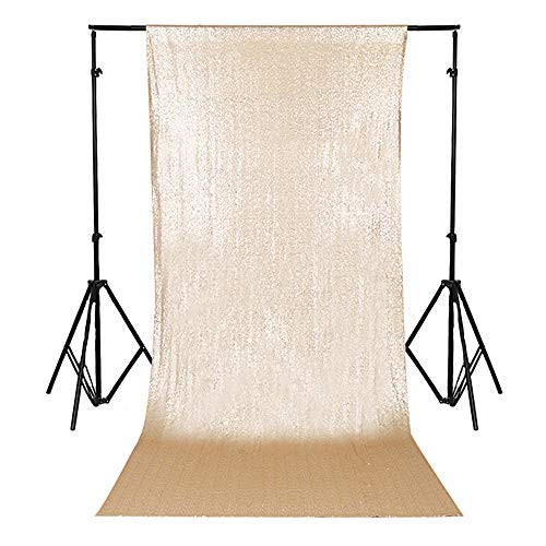 TRLYC 2FT by 8FT Christmas Matt Gold Sequin Curtain Backdrop for Father'Day Wedding Party