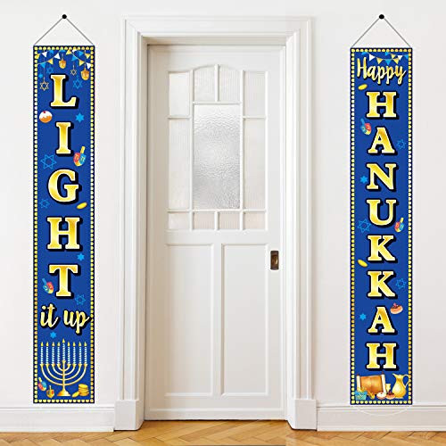 Happy Hanukkah Banner Hanukkah & Chanukah Decorations Porch Hanging Blue Welcome Sign for Home Holiday Party Outdoor Decor Happy Hanukkah Banner Hanukkah & Chanukah Decorations Porch Hanging Blue Welcome Sign for Home Holiday Party Outdoor Decor