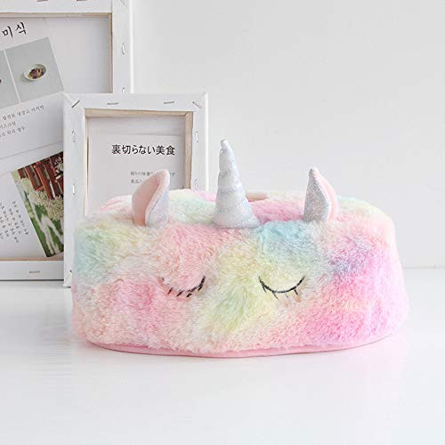 Kishome Decorative Tissue Box Cover Rectangular Tissue Holder Unicorn Tissue Cover Napkin Box, Colorful Plush Tissue Storage Box Container Soft Washable Tissue Tray Cover