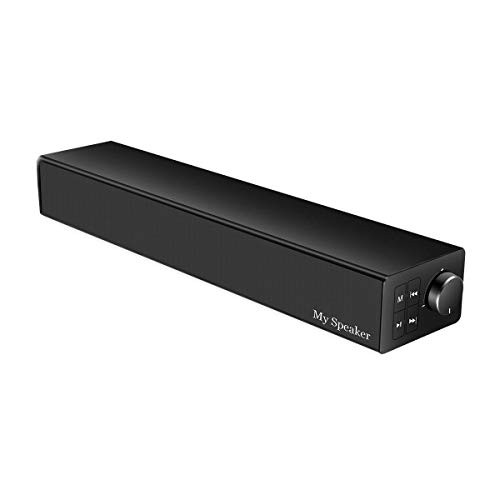 Soundbar for TV, 19 Inch 20W Wired Wireless Bluetooth 4.2 PC Mini Sound Bar Desktop Computer Speakers with FM Radio, 3D Surrounding Sound for PC Cellphone Desktop Laptop and RCA/Aux Connection