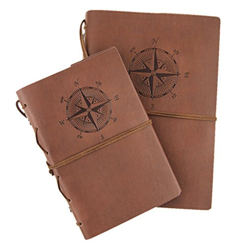 Moonlove Retro Leather A5/A6 Journal Notebook Refillable Spiral Bound Diary Notebook Loose Leaf Blank Kraft Sketchbook Scrapbook Travel Journal Planner Gift, Brown