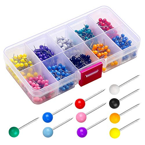 500 PCS Map Push Pins, 0.6 inch Multi-Color Head Tacks, Delicate Round Map Tacks with Steel Points, Suitable for Marking on Maps, Pinning The Pictures, Papers Notice on Cork Boards and More