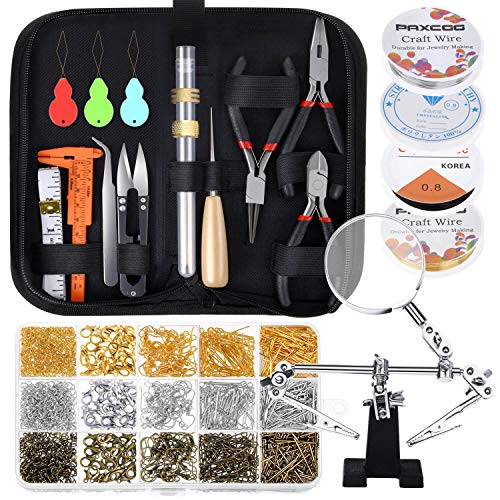 Paxcoo Jewelry Making Supplies Wire Wrapping Kit with Jewelry Beading Tools, Jewelry Wire, Helping Hands and Jewelry Findings for Jewelry Repair, Beading