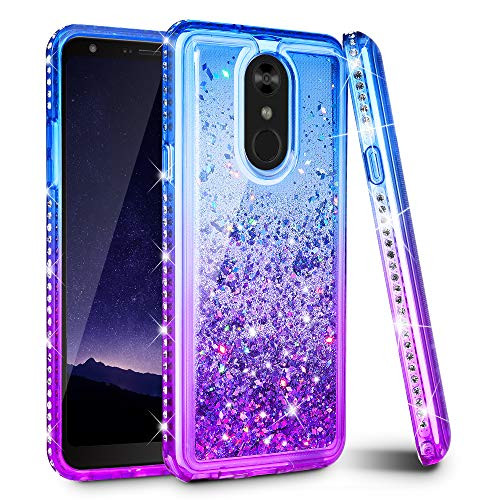 Ruky LG Stylo 4 Case, LG Stylo 4 Plus Case, LG Q Stylus Case, Gradient Quicksand Series Glitter Flowing Liquid Floating Bling Diamond Soft TPU Women Girls Cute Case for LG Stylo 4 (Blue Purple)