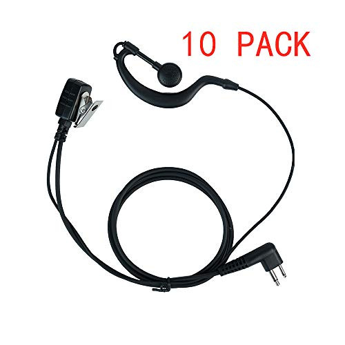 Klykon 2 Pin G Shape Earpiece Headset with Ptt Mic for Motorola cls1110 cp200 cls1410 cp185 cp200d rdm2070d walkie Talkie 2 Way Radio(10 Packs)