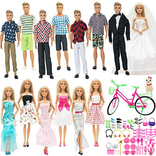 SOTOGO 73 Pieces Doll Clothes and Accessories for Barbie Ken Dolls Lovers Life Playset Include 14 Set Handmade Doll Groom Suit,Wedding Dress,Casual Clothes and 59 Pieces Different Doll Accessories SOTOGO 73 Pieces Doll Clothes and Accessories for Barbie Ken Dolls Lovers Life Playset Include 14 Set Handmade Doll Groom Suit,Wedding Dress,Casual Clothes and 59 Pieces Different Doll Accessories