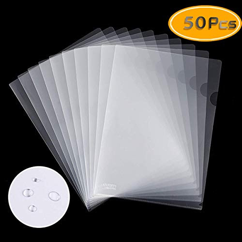 Autrix 50 Pack Clear Plastic Document Folder, US Letter/ A4 Size Transparent Document Folders Copy Safe Project Pockets for Office School