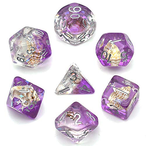 Purple Conch Dice Polyhedral DND Dice Sets with Star for Dungeons and Dragons Playing Dice for Table Game