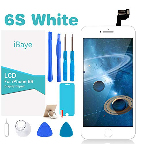 ibaye for iPhone 6s Screen Replacement White (4.7inch) LCD Touch Screen Display Screen Digitizer Full Display Assembly with Front Facing Camera Proximity Sensor+Ear Speaker+Full Repair Tools (White)