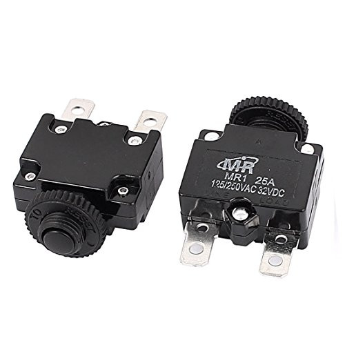 uxcell AC 125V/250V 25A Reset Button Overload Protector Circuit Breaker 2Pcs