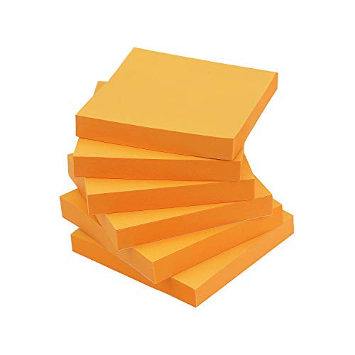 Early Buy Sticky Notes 3x3 Self-Stick Notes Orange Color 6 Pads, 100 Sheets/Pad