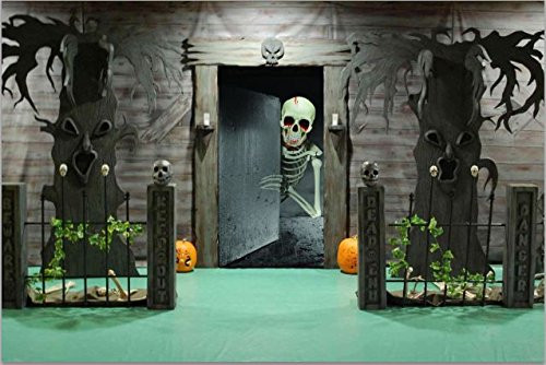 Haunted Skeleton Halloween Door Cover Decorations Dripping Blood Scary Haunted Demon