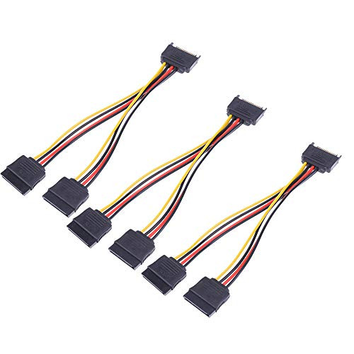 3PCS 18cm 15Pin SATA Male to Female 2 SATA Splitter Cable Power Adapter Cord Extension Wire Line for HDD Hard Disk Splitter Connector